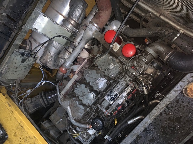 Heavy commercial engine bay mid-repair